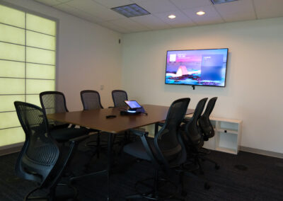 A conference room designed to provide Microsoft Teams and Zoom meetings for commercial businesses and corporate offices.