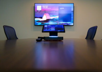 A conference room designed to provide Microsoft Teams and Zoom meetings for commercial businesses and corporate offices.