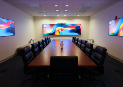 A conference room designed to provide Microsoft Teams and Zoom meetings for commercial businesses and corporate offices.