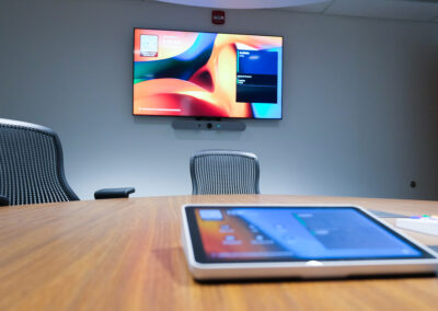 A conference room designed to provide Microsoft Teams and Zoom meetings for commercial businesses and corporate offices.