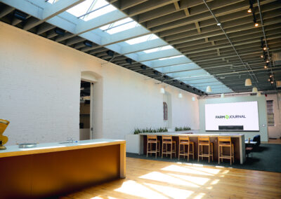 Modern conference room with integrated audio, video, and lighting design in Kansas City office