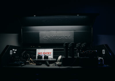 Backstage monitor speakers and intercom system for production crew