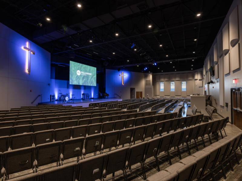 QSC loudspeakers installed